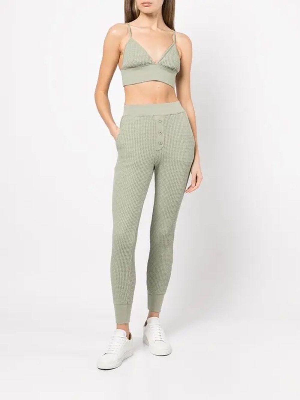 Jonathan Simkhai Cotton Waffle knit Bralette(S) and Jogger Pant (XS) Set